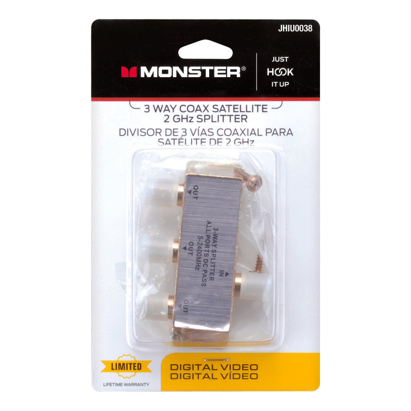 Monster Just Hook It Up 3 Way Coax Splitter 75 ohm