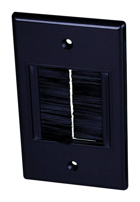 Monster Just Hook It Up Black 1 gang Plastic Home Theater Brush Wall Plate