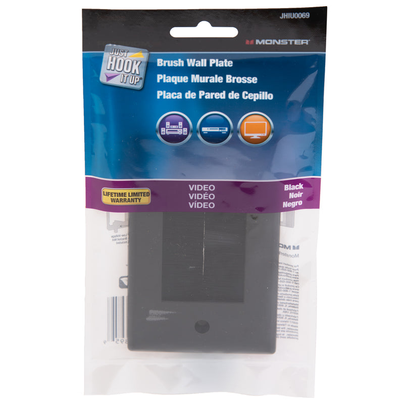 Monster Just Hook It Up Black 1 gang Plastic Home Theater Brush Wall Plate