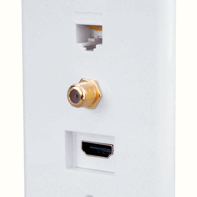 Monster Just Hook It Up White 1 gang Plastic Coaxial Wall Plate