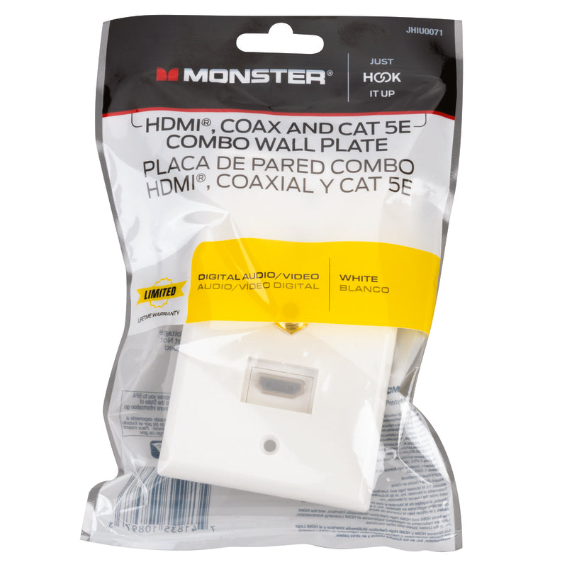 Monster Just Hook It Up White 1 gang Plastic Coaxial Wall Plate