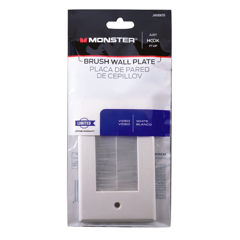 Monster Just Hook It Up White 1 gang Plastic Home Theater Brush Wall Plate