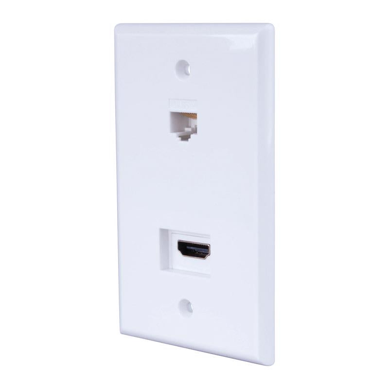 Monster Just Hook It Up White 1 gang Plastic HDMI Wall Plate