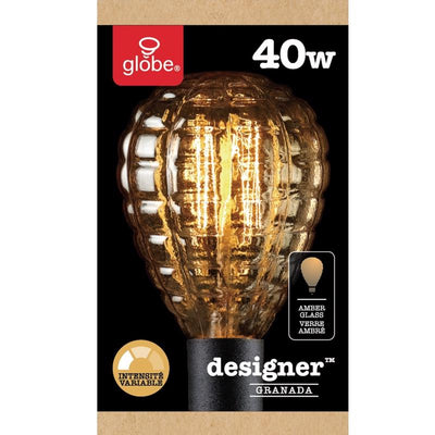 Globe Electric Designer Granada 40 W G40 Decorative Incandescent Bulb E26 (Medium) Amber