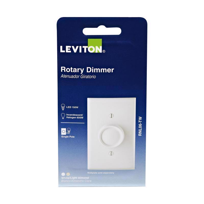 Leviton Trimatron Light Almond & White 600 W Rotary Dimmer Knob