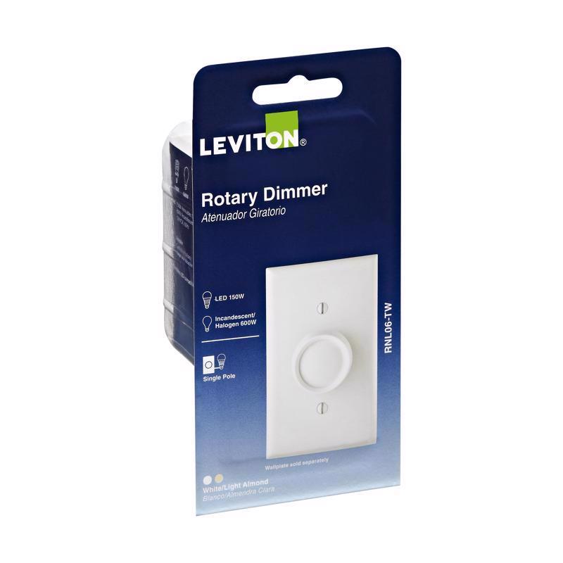 Leviton Trimatron Light Almond & White 600 W Rotary Dimmer Knob