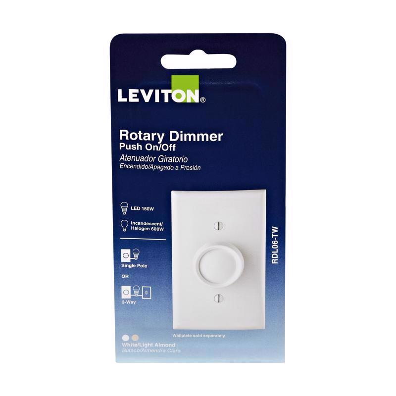 Leviton Trimatron Light Almond & White 600 W Rotary Dimmer Knob