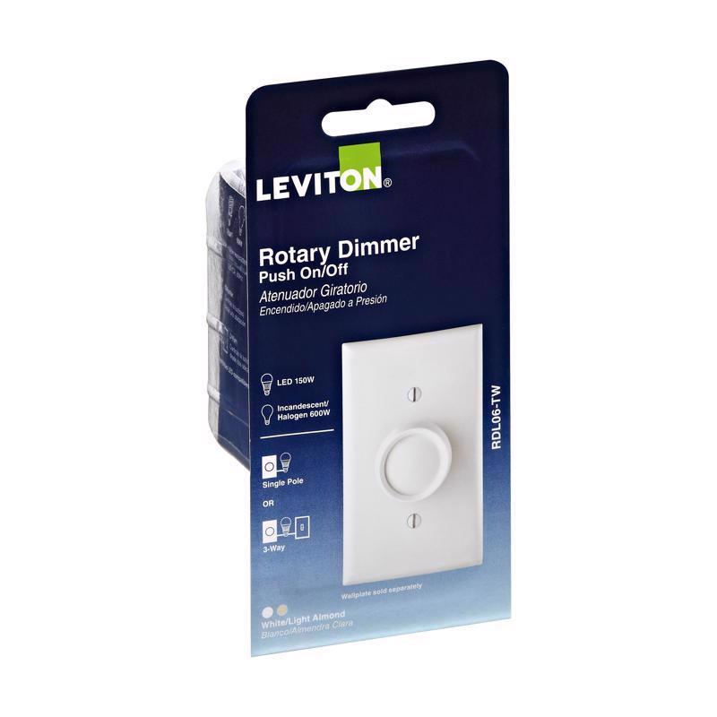 Leviton Trimatron Light Almond & White 600 W Rotary Dimmer Knob