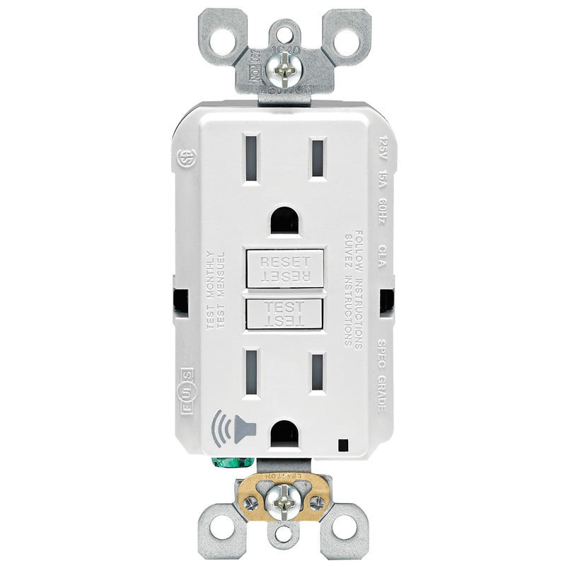 Leviton 15 amps 125 V White Audible Outlet 5-15R