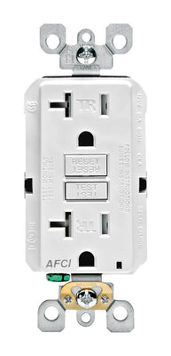 Leviton Decora 20 amps 125 V White AFCI Outlet 5-20R