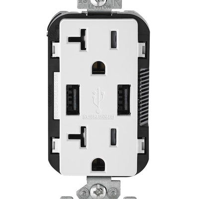 Leviton Decora 20 amps 125 V Duplex White Outlet and USB Charger 5-20R