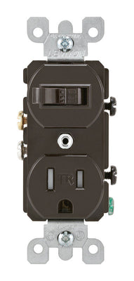 Leviton 15 amps 120 V Brown Combination Switch/Outlet 5-15R