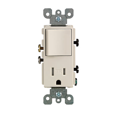 Leviton Decora 15 amps 125 V Light Almond Combination Switch/Outlet 5-15R