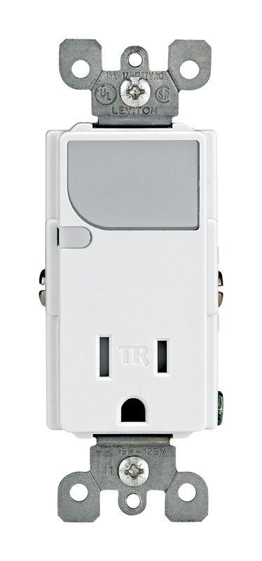 Leviton Decora 15 amps 125 V White Outlet/Guide Light 5-15R
