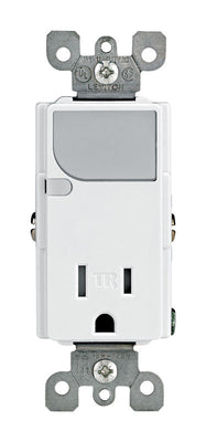 Leviton Decora 15 amps 125 V White Outlet/Guide Light 5-15R