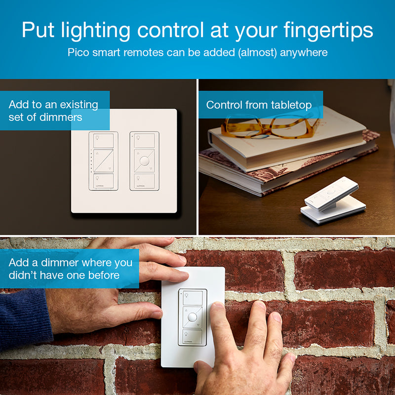 Lutron Pico Push Button Smart-Enabled Switch & Receptacle White
