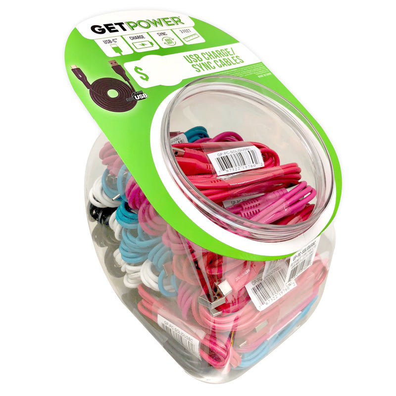 GetPower 3 ft. L USB Type A to USB Type C Charging and Sync Cable