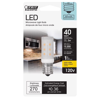 Feit T8 E17 (Intermediate) LED Bulb Warm White 40 Watt Equivalence