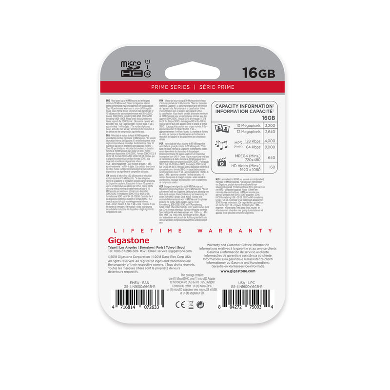 Gigastone 16 GB Micro SD Flash Memory Universal Pack