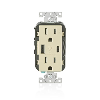 Leviton Decora 15 amps 125 V Type A/C Duplex Ivory Outlet and USB Charger 5-15R