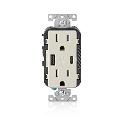 Leviton Decora 15 amps 125 V Type A/C Duplex Light Almond Outlet and USB Charger 5-15R