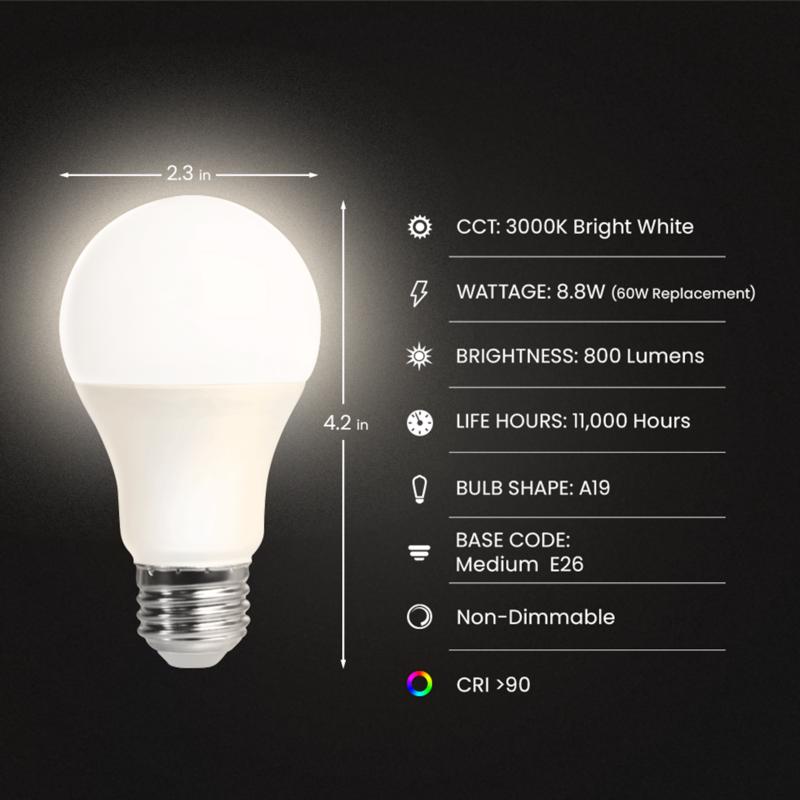 Feit A19 E26 (Medium) LED Bulb Bright White 60 Watt Equivalence