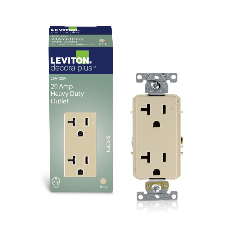 Leviton Decora Plus 20 amps 125 V Duplex Ivory Outlet 5-20R