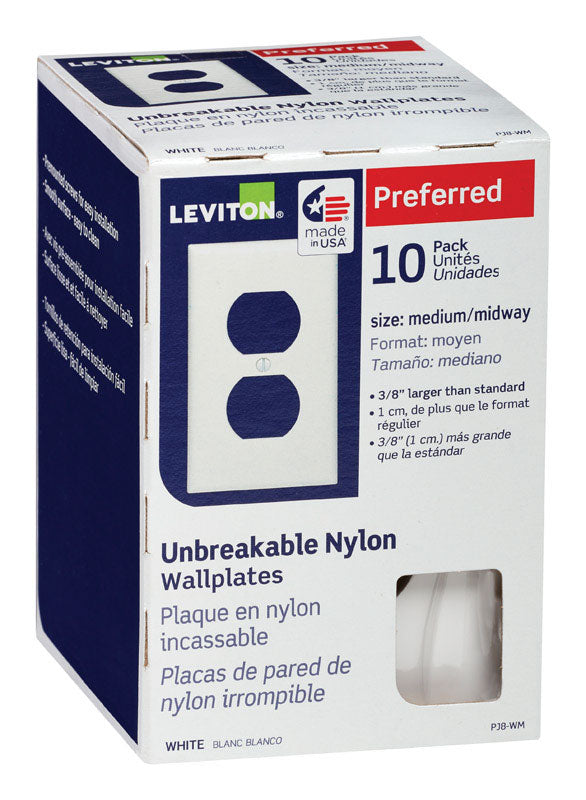 Leviton White 1 gang Thermoplastic Nylon Duplex Wall Plate