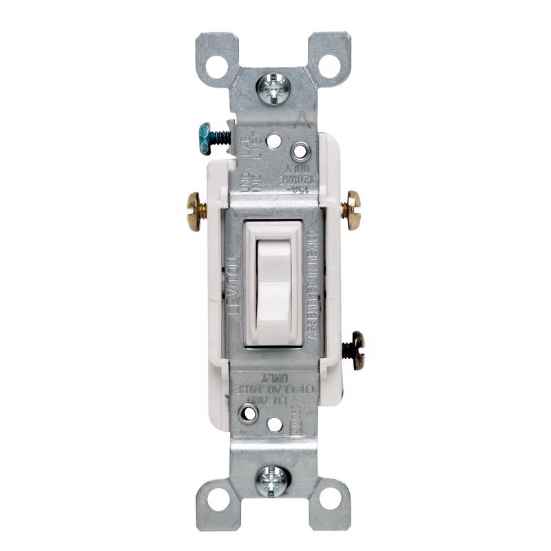 Leviton 15 amps Three Pole Toggle AC Quiet Switch White 6 pk