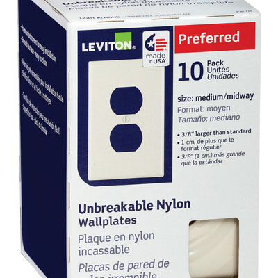 Leviton Almond 1 gang Thermoplastic Nylon Duplex Wall Plate 10 pk