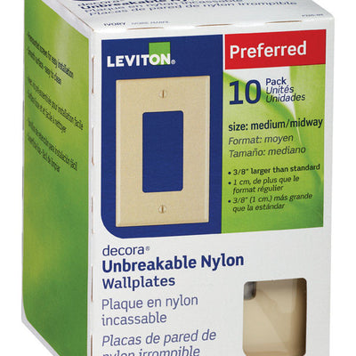 Leviton Decora Ivory 1 gang Thermoplastic Nylon Decorator Wall Plate 10 pk