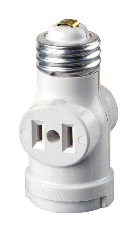 Leviton Plastic Keyless Lampholder w/Outlet