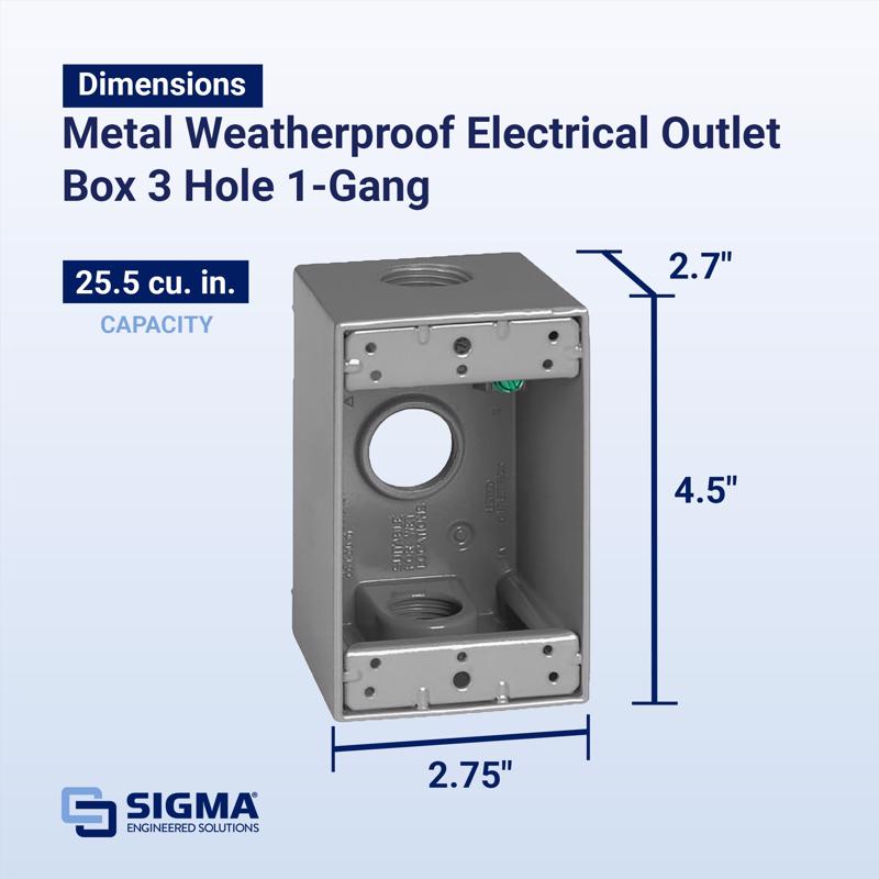 Sigma Electric New Work 25.5 cu in Rectangle Metallic 1 gang Weatherproof Box Gray