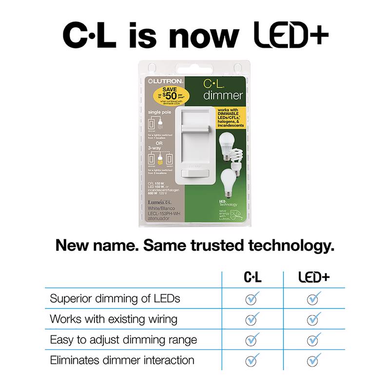 Lutron Lumea White 150 W Slide Dimmer Switch
