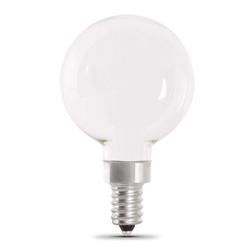 Feit Enhance G16.5 E12 (Candelabra) Filament LED Bulb Daylight 60 Watt Equivalence 2 pk