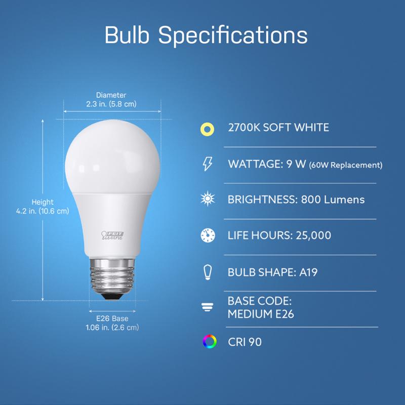 Feit Smart Home A19 E26 (Medium) Smart-Enabled LED Bulb Soft White 60 Watt Equivalence