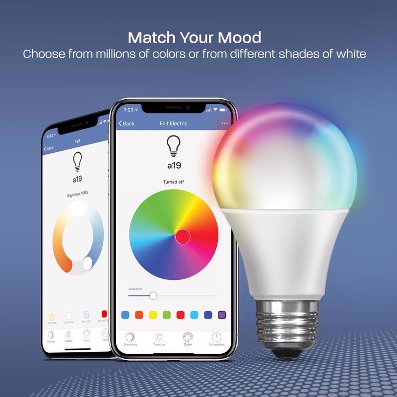Feit Smart Home A19 E26 (Medium) Smart-Enabled LED Bulb Color Changing 60 Watt Equivalence