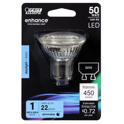 Feit Enhance MR16 GU10 LED Bulb Daylight 50 Watt Equivalence