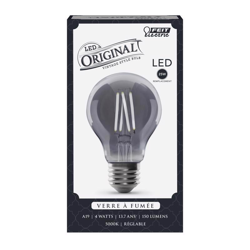 Feit A19 E26 (Medium) Filament LED Bulb Smoke Daylight 25 Watt Equivalence