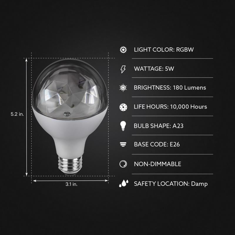 Feit A19 E26 (Medium) LED Bulb Color Changing 5 Watt Equivalence