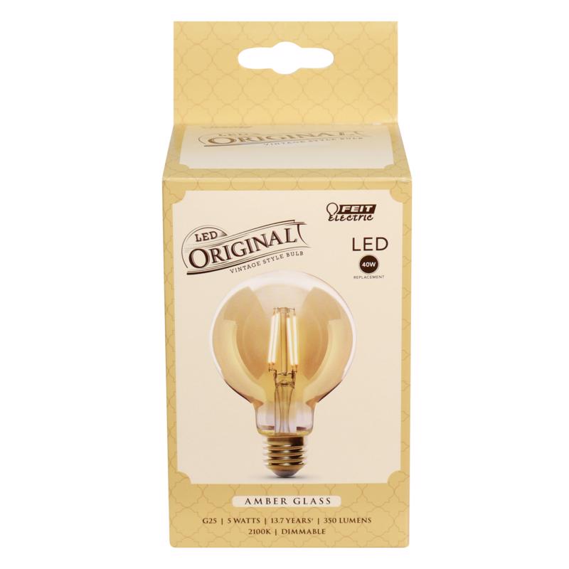Feit G25 E26 (Medium) LED Bulb Amber 40 Watt Equivalence