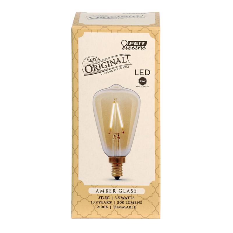 Feit ST15 E12 (Candelabra) Filament LED Bulb Amber Soft White 25 Watt Equivalence