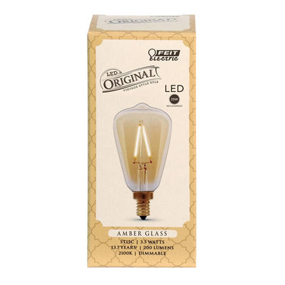 Feit ST15 E12 (Candelabra) Filament LED Bulb Amber Soft White 25 Watt Equivalence