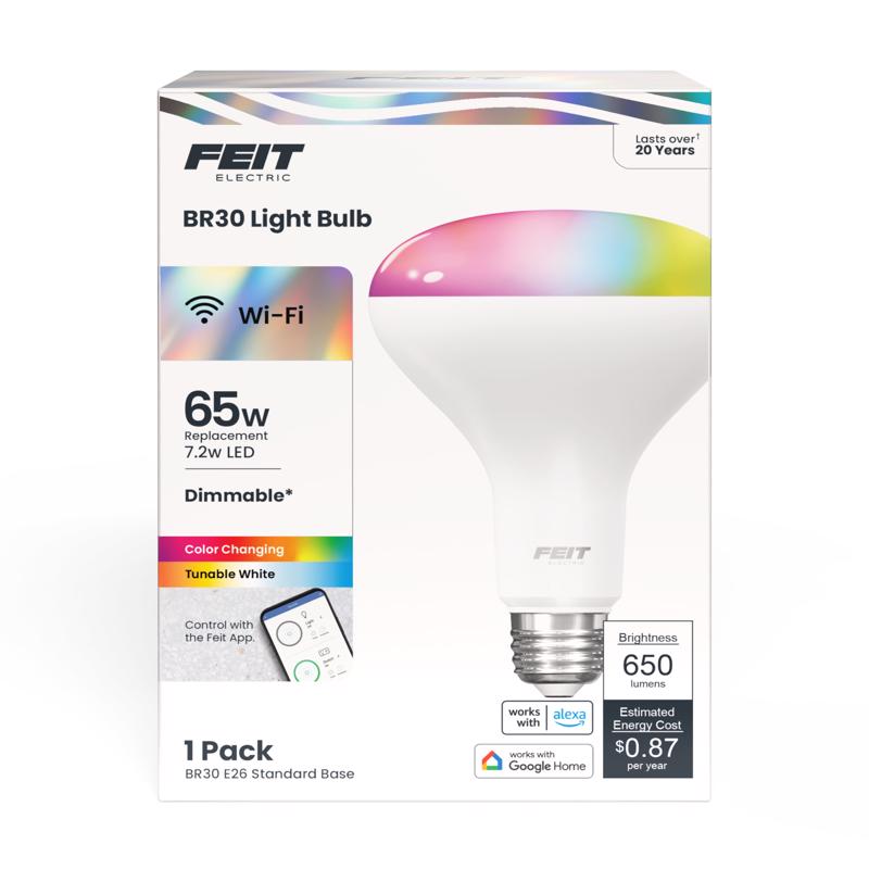 Feit Smart Home BR30 E26 (Medium) Smart-Enabled LED Bulb Color Changing 65 Watt Equivalence