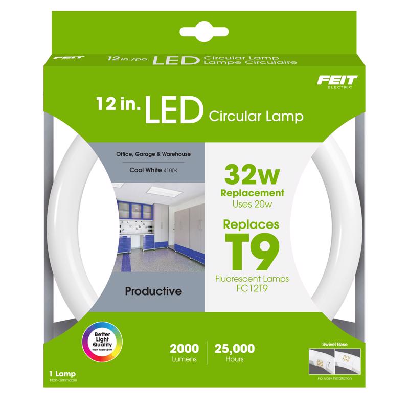 Feit Plug & Play T9 Cool White 12 in. G10Q Circular LED Bulb 32 Watt Equivalence