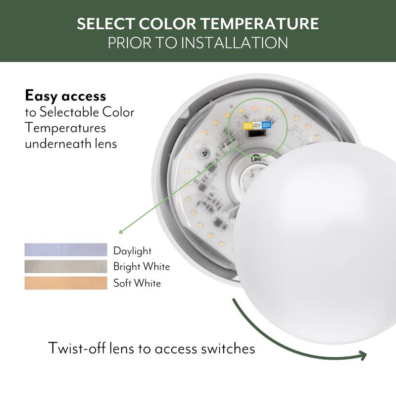 ETI 3.58 in. H X 7 in. W X 7 in. L White LED Ceiling Spin Light