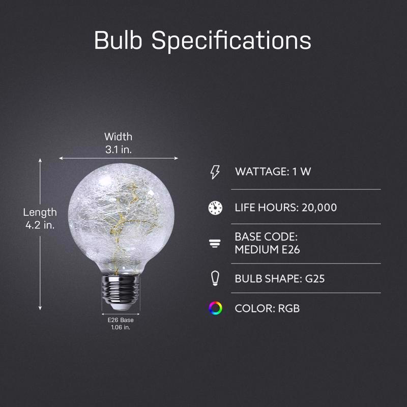 Feit G25 E26 (Medium) LED Bulb Multi-Colored 1 Watt Equivalence