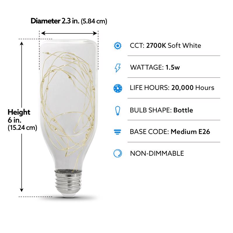 Feit Bottle E26 (Medium) LED Bulb Soft White 1.5 Watt Equivalence
