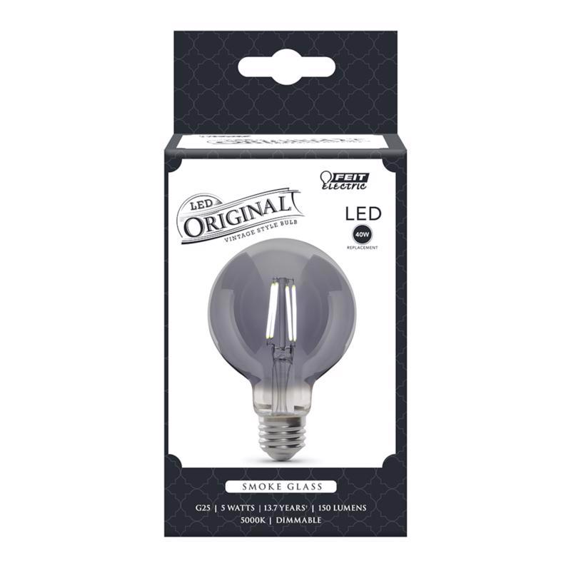Feit G25 E26 (Medium) Filament LED Bulb Smoke Daylight 40 Watt Equivalence