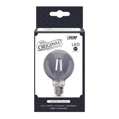 Feit G25 E26 (Medium) Filament LED Bulb Smoke Daylight 40 Watt Equivalence